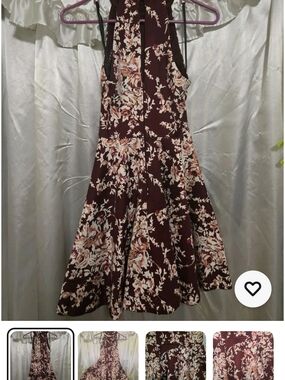 B DARLIN SHORT HALTER DRESS 5/6 Floral Halter Fit & Flare Dress in Burgundy